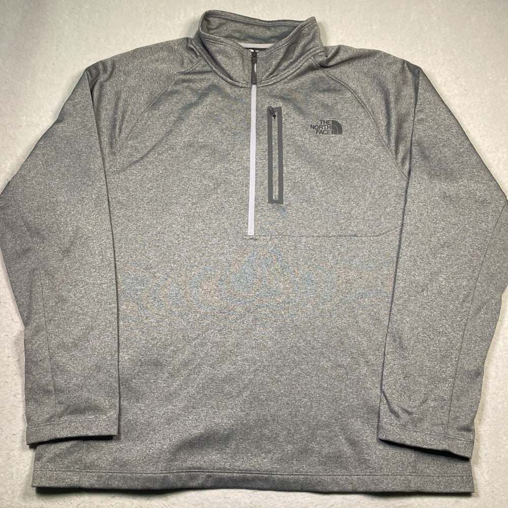 The North Face Pullover Mens Large grey 1/4 Zip Fleece Logo Hiking Climbing